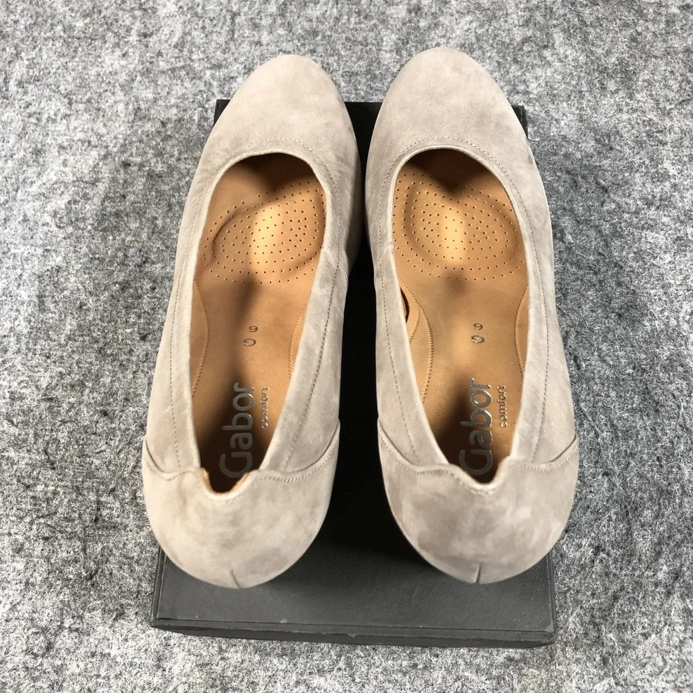 Gabor Comfort Pumps Womens Size 8.5 Beige Leather Block Heel Round Toe Shoes